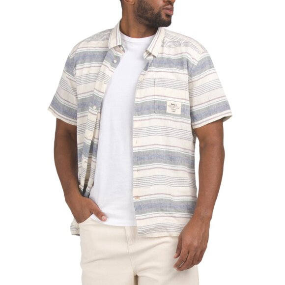 BARBOUR Whisper Linen Blend Crimwell Short Sleeve Shirt